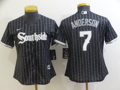 Women's Chicago White Sox #7 Tim Anderson Black 2021 City Connect Cool Base Jersey