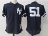 New York Yankees #51 Bernie Williams Navy Cooperstown Collection Mesh Batting Practice Jersey