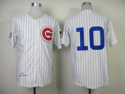 Chicago Cubs #10 Ron Santo 1969 Throwback White Stripe Jersey