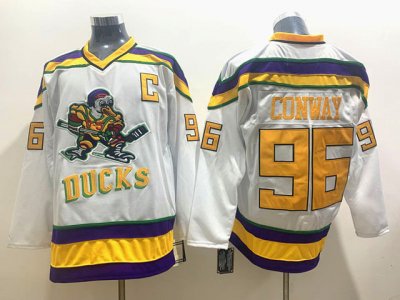 Anaheim Mighty Ducks #96 Charlie Conway CCM White Movie Jersey