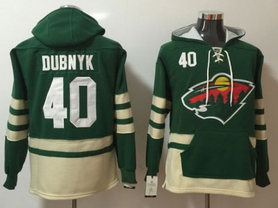 Minnesota Wild #40 Devan Dubnyk Green One Front Pocket Hoodie Jersey