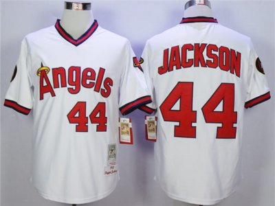 Los Angeles Angels #44 Reggie Jackson 1982 Throwback White Jersey