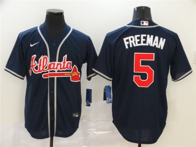 Atlanta Braves #5 Freddie Freeman Navy Cool Base Jersey