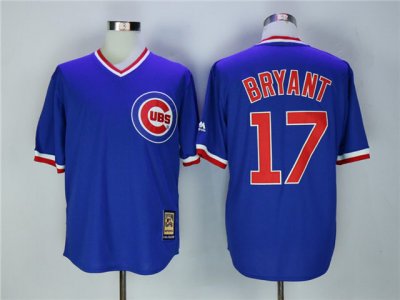 Chicago Cubs #17 Kris Bryant Blue Cooperstown Collection Cool Base Jersey