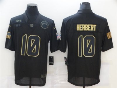 Los Angeles Chargers #10 Justin Herbert 2020 Black Salute To Service Limited Jersey