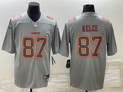 Kansas City Chiefs #87 Travis Kelce Gray Atmosphere Fashion Limited Jersey
