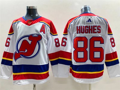 New Jersey Devils #86 Jack Hughes White 2022/23 Reverse Retro Jersey