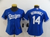 Womens Los Angeles Dodgers #14 Enrique Hernandez Royal Blue Cool Base Jersey