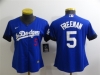 Women's Los Angeles Dodgers #5 Freddie Freeman Royal Blue 2021 City Connect Cool Base Jersey
