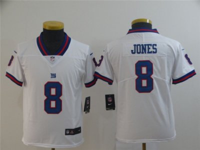 Youth New York Giants #8 Daniel Jones White Color Rush Limited Jersey