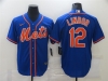 New York Mets #12 Francisco Lindor Royal/Orange 2020 Cool Base Jersey