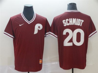 Philadelphia Phillies #20 Mike Schmidt Throwback Burgundy Jersey