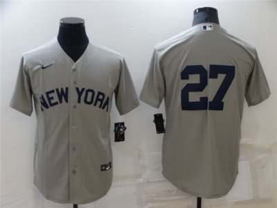 New York Yankees #27 Giancarlo Stanton Gray 2021 Field of Dreams Cool Base Jersey