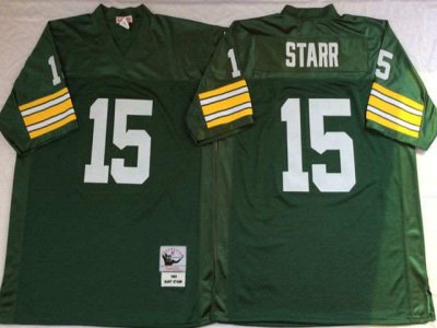 Green Bay Packers #15 Bart Starr Throwback Green Jersey