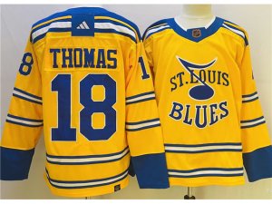 St. Louis Blues #18 Robert Thomas Yellow 2022/23 Reverse Retro Jersey