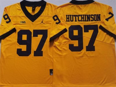 NCAA Michigan Wolverines #97 Aidan Hutchinson Yellow College Football Jersey