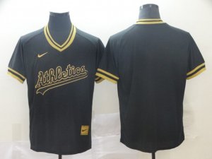 Oakland Athletics Blank Black Gold Cooperstown Collection Legend V Neck Jersey
