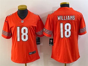 Womens Chicago Bears #18 Caleb Williams Orange Vapor Limited Jersey