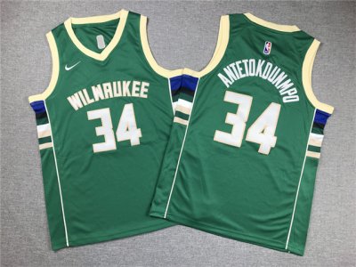Youth Milwaukee Bucks #34 Giannis Antetokounmpo Green Swingman Jersey