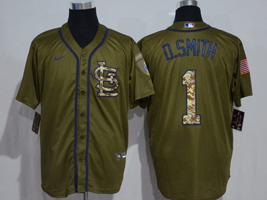 St. Louis Cardinals #1 Ozzie Smith 2020 Army Green Cool Base Jersey ...