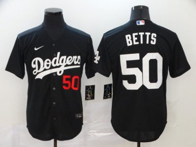 Los Angeles Dodgers #50 Mookie Betts Black Turn Back The Clock Cool Base Jersey