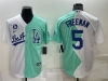 Los Angeles Dodgers #5 Freddie Freeman White Green 2022 MLB All-Star Split Jersey