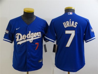 Youth Los Angeles Dodgers #7 Julio Urias Blue 2021 Gold Program Cool Base Jersey