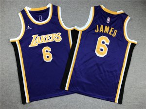 Youth Los Angeles Lakers #6 Lebron James 2022-23 Purple Statement Swingman Jersey