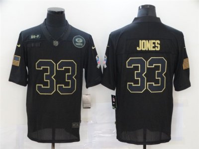 Green Bay Packers #33 Aaron Jones 2020 Black Salute To Service Limited Jersey