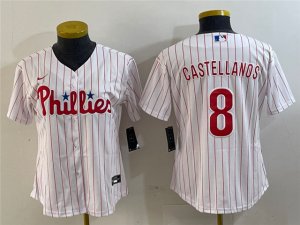 Womens Philadelphia Phillies #8 Nick Castellanos White Cool Base Jersey