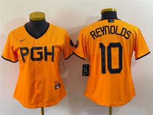 Womens Pittsburgh Pirates #10 Bryan Reynolds Gold 2023 City Connect Jersey