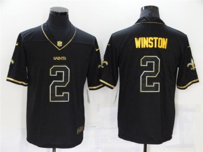 New Orleans Saints #2 Jameis Winston Black Gold Vapor Limited Jersey