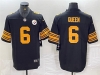 Pittsburgh Steelers #6 Patrick Queen Color Rush Black Limited Jersey