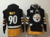 Pittsburgh Steelers #90 T. J. Watt Black One Front Pocket Pullover Hoodie Jersey