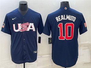 USA #10 J.T. Realmuto Navy 2023 World Baseball Classic Jersey