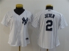 Women's New York Yankees #2 Derek Jeter White Cool Base Jersey