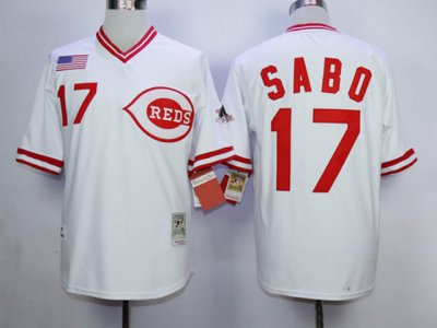 Cincinnati Reds #17 Chris Sabo 1990 Throwback White Jersey