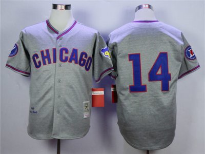 Chicago Cubs #14 Ernie Banks 1968 Throwback Grey Jersey