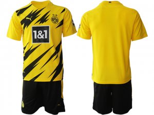 20/21 Borussia Dortmund Blank Home Yellow Short Sleeve Soccer Jersey