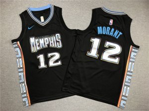 Youth Memphis Grizzlies #12 Ja Morant 2022-23 Black City Edition Swingman Jersey
