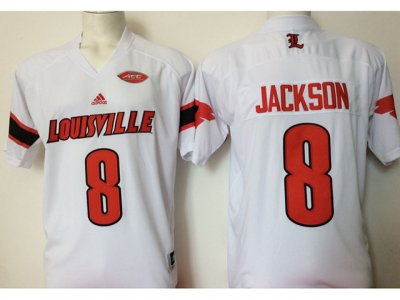NCAA Louisville Cardinals #8 Lamar Jackson White College Football Jersey