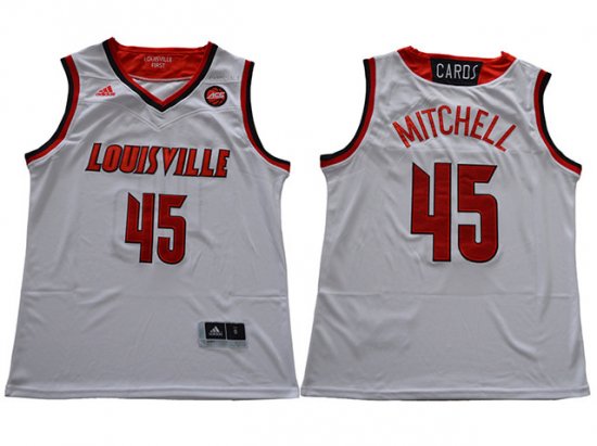 NCAA Louisville Cardinals #45 Donovan Mitchell White College Basketball Jersey