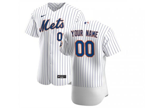 New York Mets #00 Home White Stripe Flex Base Custom Jersey