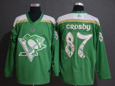 Pittsburgh Penguins #87 Sidney Crosby Green 2019 St. Patrick's Day Jersey