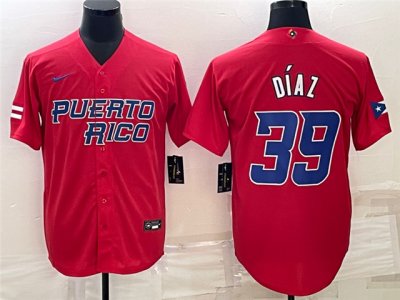 Puerto Rico #39 Edwin Díaz Red 2023 World Baseball Classic Jersey