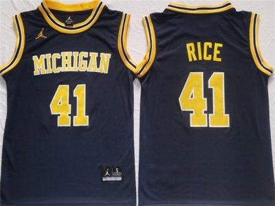 NCAA Michigan Wolverines #41 Glen Rice Navy College Basketball Jersey