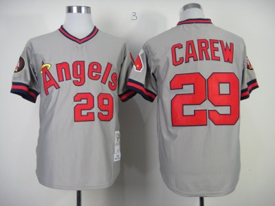 Los Angeles Angels #29 Rod Carew 1985 Throwback Gray Jersey