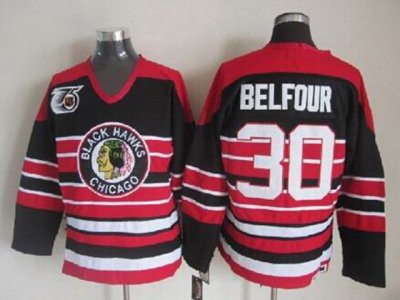 Chicago Blackhawks #30 Ed Belfour 1940's CCM Vintage Black Jersey