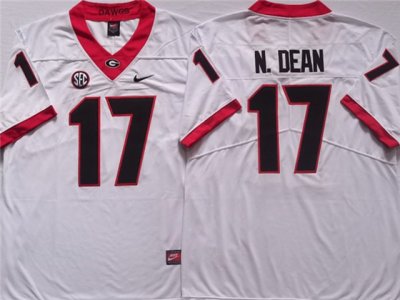 NCAA Georgia Bulldogs #17 Nakobe Dean White College Football Jersey