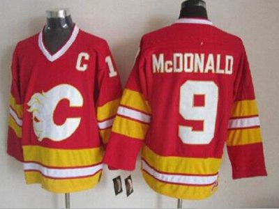 Calgary Flames #9 Lanny McDonald 1989 CCM Vintage Red Jersey